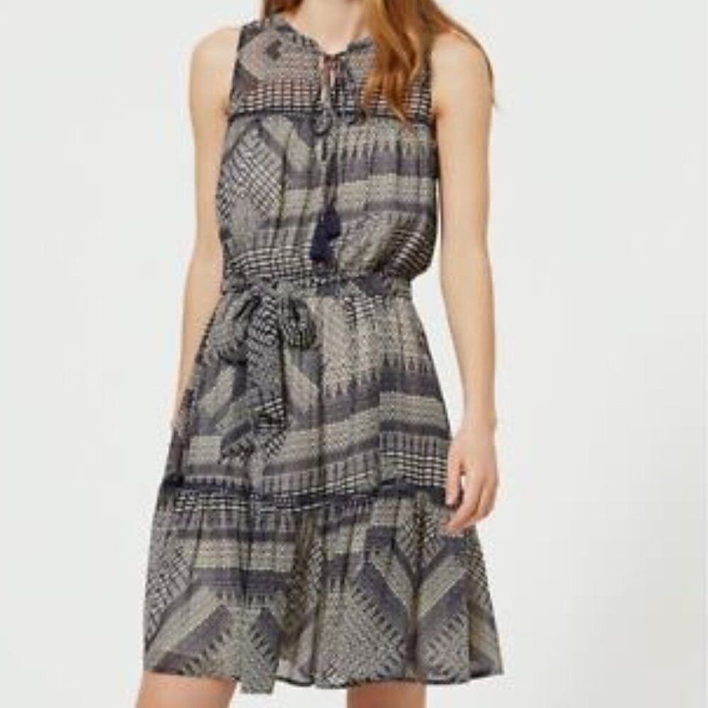 Rebecca Minkoff Nicky tribal print neck tie dress summer boho size large